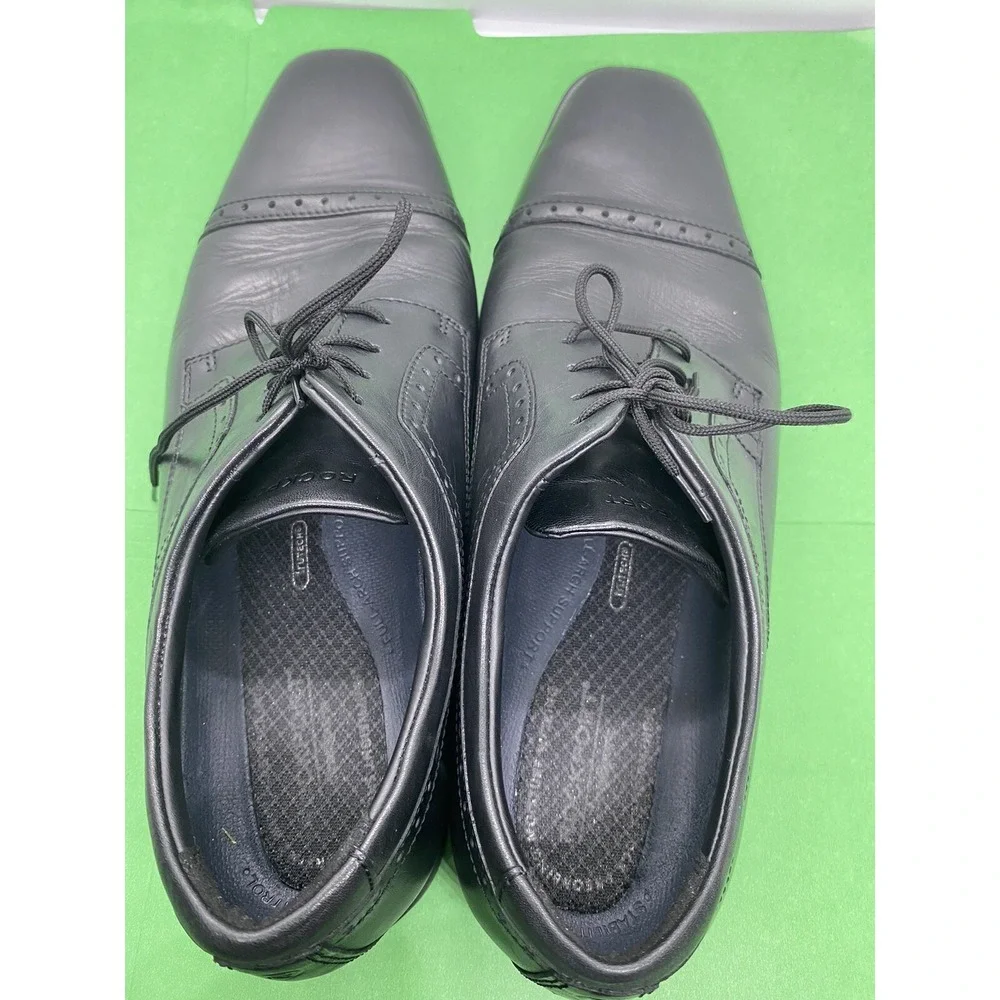 Rockport DS Business 2 Cap Toe Black Leather Dress Shoes CH5531 Mens 12 Wide